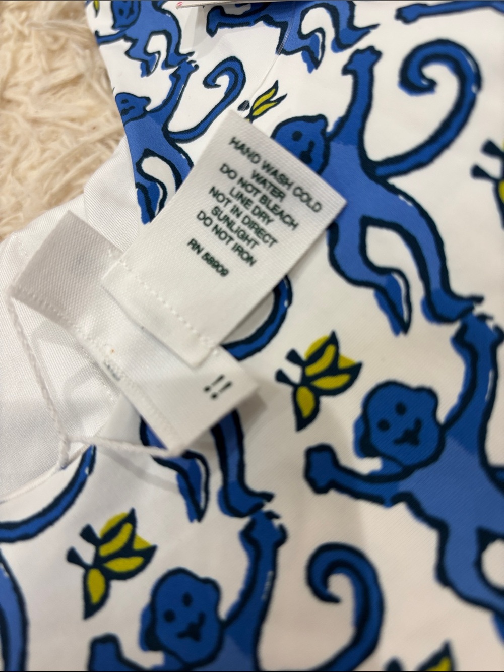 Roller Rabbit Blue and White Monkey Print One-Piece Swimsuit - Picture 4 of 9